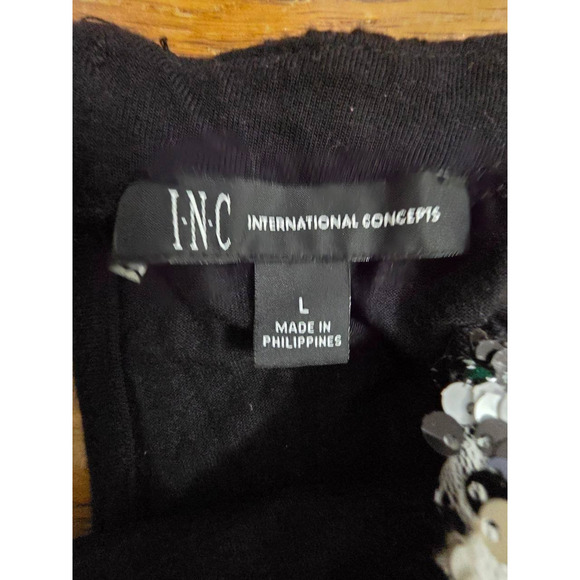 INC International Concepts Sequin Halter Tank Top Black&White Large A001347 - Picture 5 of 10